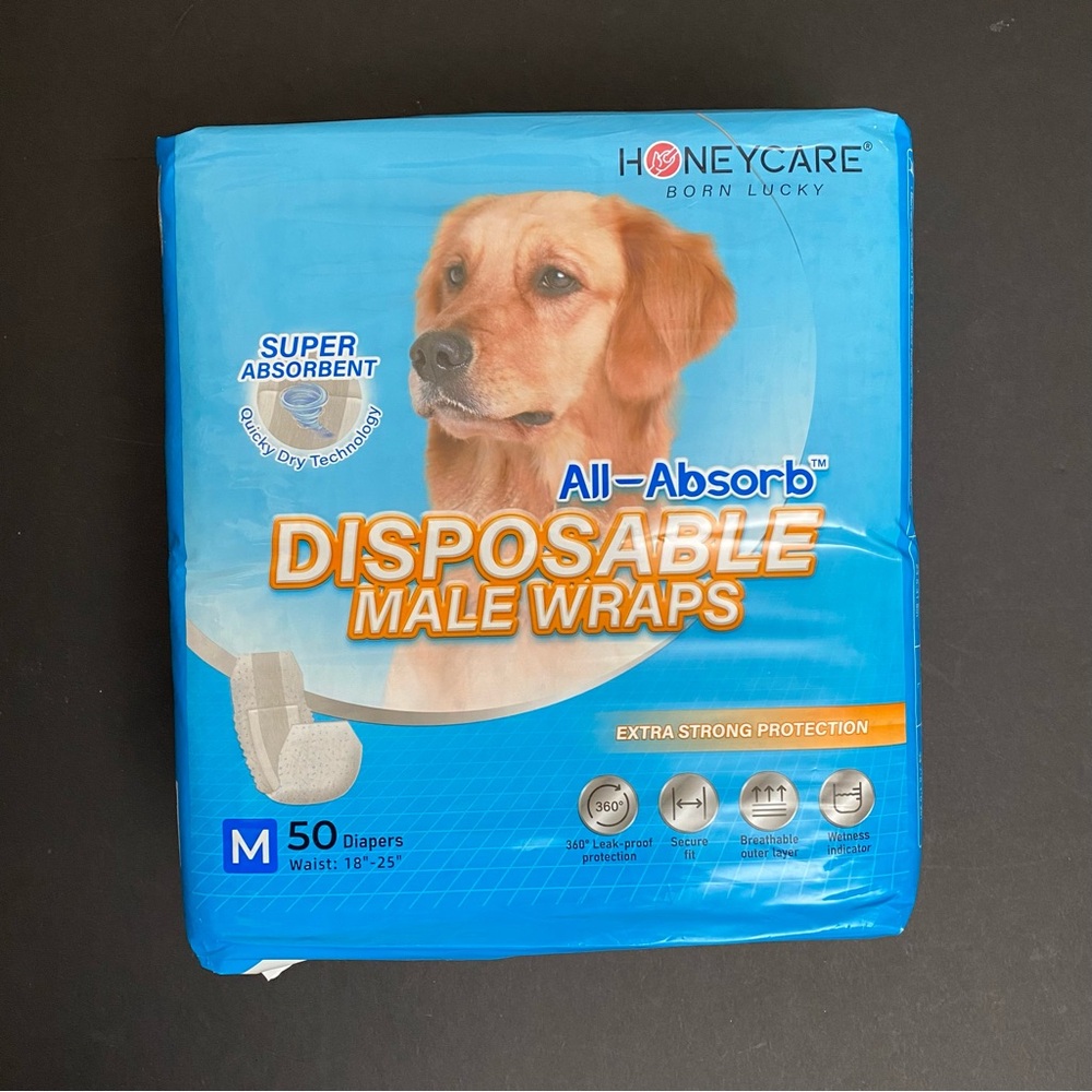 Honeycare Disposable Male Dog Wraps 50 Count SEALED New